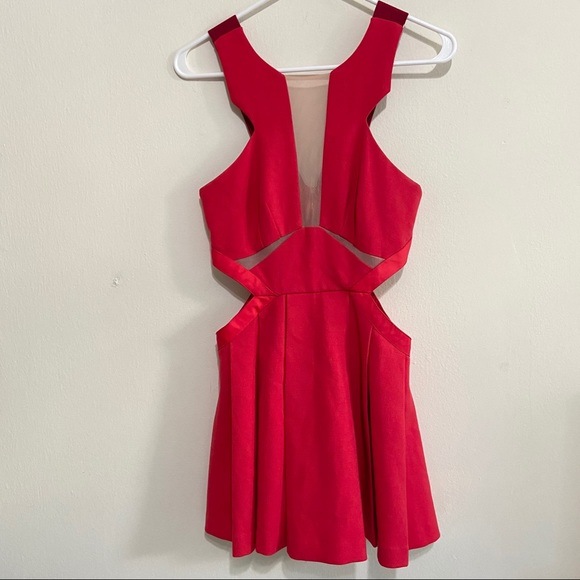 Three Floor Red "Look See" Cut Out Mini Dress - Picture 5 of 16